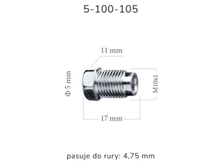 ZL105 - Końcówka przewodu hamulcowego M10x1x5 długość 16,7mm