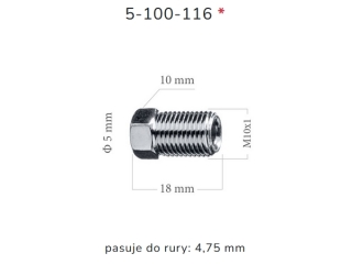 ZL116 - Końcówka przewodu hamulcowego M10x1x5 długość 18mm Tico