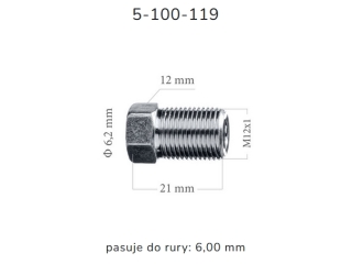 ZL119 - Końcówka przewodu hamulcowego M12x1x6 długość 21mm