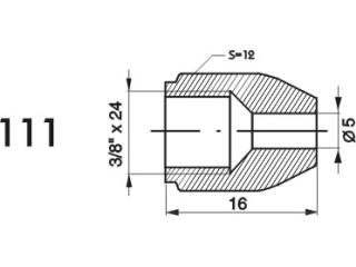 ZL111 - Końcówka przewodu hamulcowego M3/8x24x5 długość 16mm