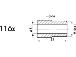 ZL116X - Końcówka przewodu hamulcowego M10x1x5 długość 21mm