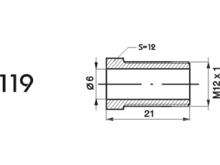 ZL119 - Końcówka przewodu hamulcowego M12x1x6 długość 21mm